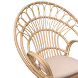 Scaun Boloni cu perna bej-ratan, Natural, 100x67x120 cm