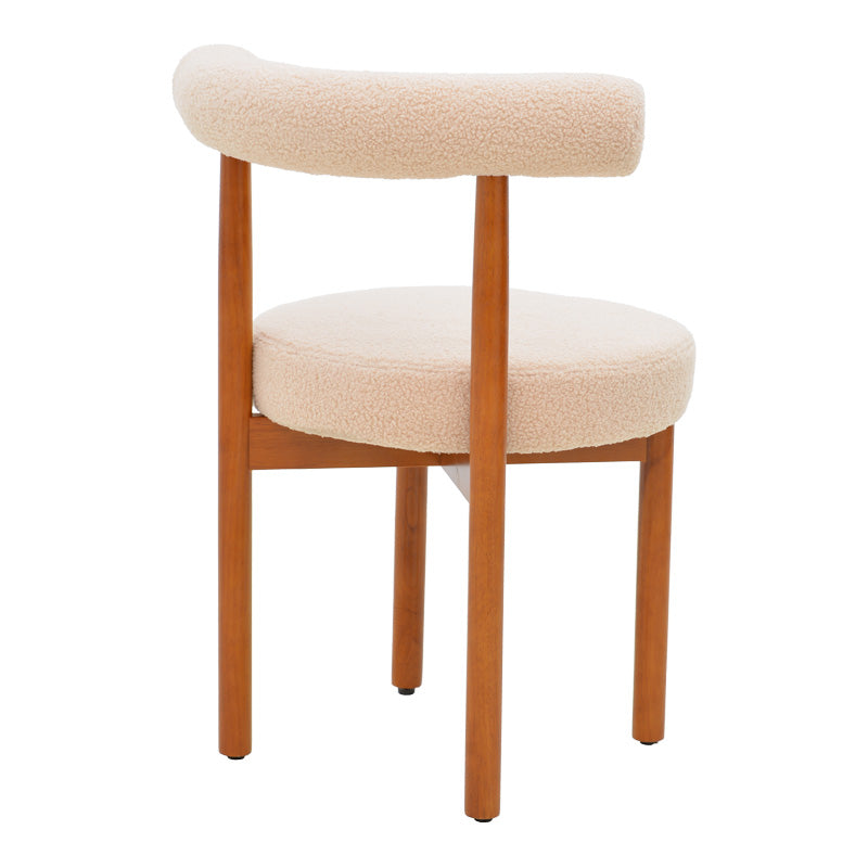 Scaun Comfortabil Fenza, tesatura Teddy Bej, Picioare Lemn, Fag Nuc, 60x54x75 cm - Bej
