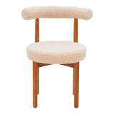 Scaun Comfortabil Fenza, tesatura Teddy Bej, Picioare Lemn, Fag Nuc, 60x54x75 cm - Bej