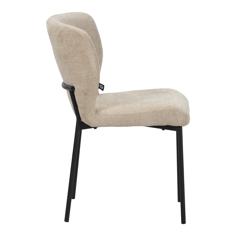 Scaun confortabil Mavier, Stil Modern, Stofă Gri-Bej, Picioare Metal, Negru, 48x62x82 cm - BLACK-BEIGE