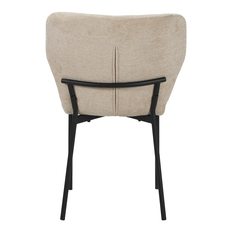 Scaun confortabil Mavier, Stil Modern, Stofă Gri-Bej, Picioare Metal, Negru, 48x62x82 cm - BLACK-BEIGE