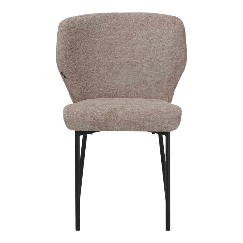 Scaun confortabil Mavier, Stil Modern, Stofă Gri-Bej, Picioare Metal, Negru, 48x62x82 cm - BLACK - GREY BEIGE
