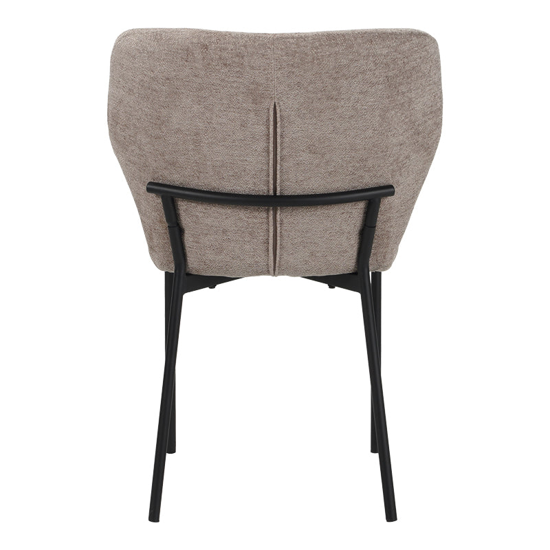 Scaun confortabil Mavier, Stil Modern, Stofă Gri-Bej, Picioare Metal, Negru, 48x62x82 cm - BLACK - GREY BEIGE