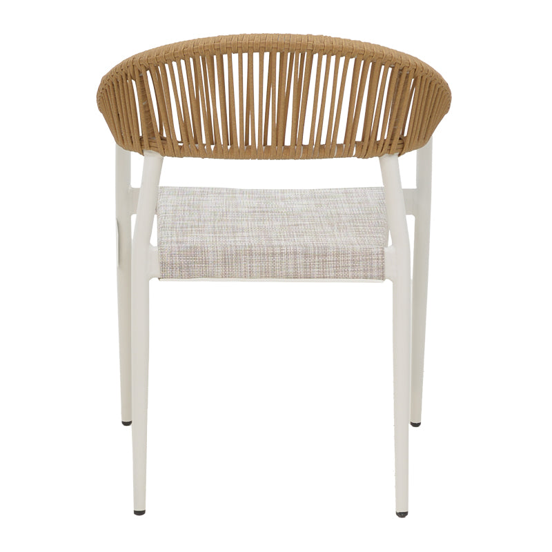Scaun cu brate din aluminiu Elation sivuibil cu cadru alb-textilene si rattan, Natural, 56x52x76 cm