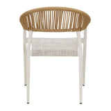 Scaun cu brate din aluminiu Elation sivuibil cu cadru alb-textilene si rattan, Natural, 56x52x76 cm