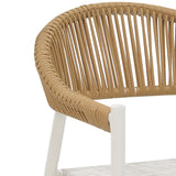 Scaun cu brate din aluminiu Elation sivuibil cu cadru alb-textilene si rattan, Natural, 56x52x76 cm