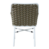 Scaun cu brate din aluminiu Ortegia, cu cadru alb si sfoara kaki, 57x62x82 cm