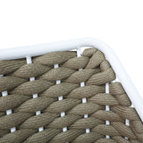 Scaun cu brate din aluminiu Ortegia, cu cadru alb si sfoara kaki, 57x62x82 cm