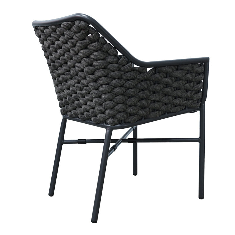 Scaun cu brate din aluminiu Ortegia, cu cadru antracit si sfoara, 57x62x82 cm