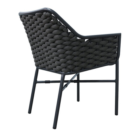 Scaun cu brate din aluminiu Ortegia, cu cadru antracit si sfoara, 57x62x82 cm