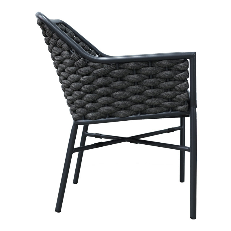 Scaun cu brate din aluminiu Ortegia, cu cadru antracit si sfoara, 57x62x82 cm