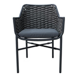 Scaun cu brate din aluminiu Ortegia, cu cadru antracit si sfoara, 57x62x82 cm