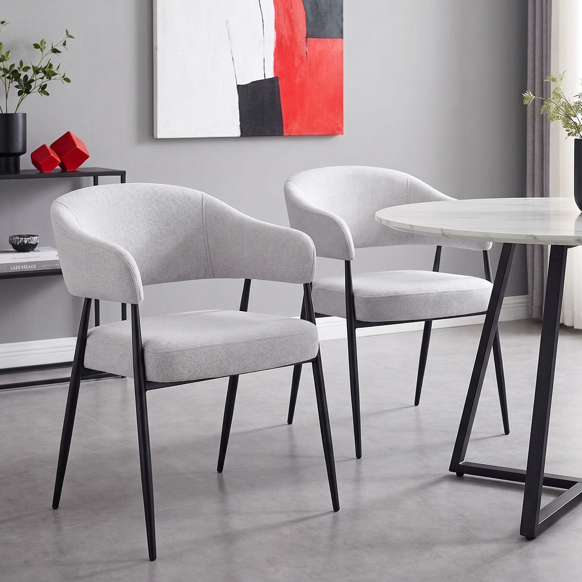 Scaun cu brațe Filonda, picioare negre, Diverse culori, 47x58x79 cm - Gri | SKU: 428-000003 | Scaun cu brațe Filonda, picioare negre, 47x58x79 cm, varianta Gri, produs pentru amenajarea locuinței, disponibil online în România la CasaMob