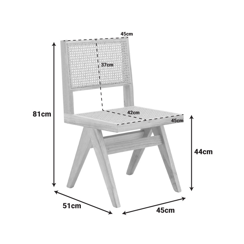 Scaun cu design natural Winslow, Lemn Rubberwood-Ratan, 46x58x80 cm, imagine suplimentara