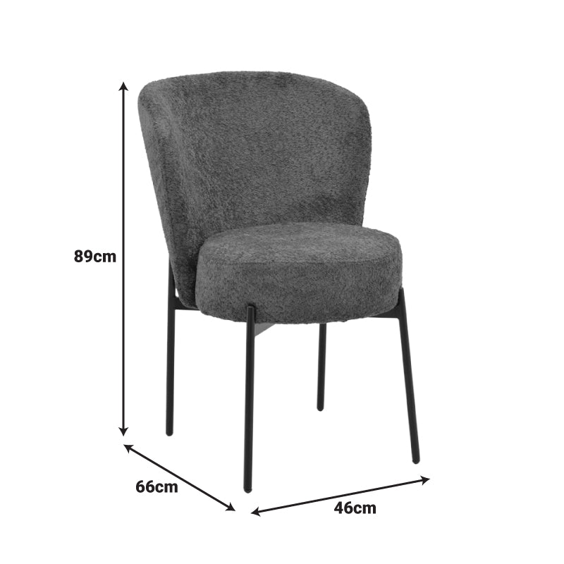 Scaun cu funcție Houlian, Stil Modern, Material textil antracit și metal, negru, 46x66x89 cm