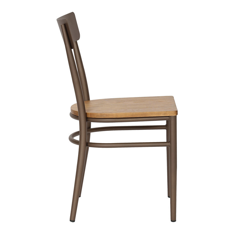 Scaun cu schelet metalic Zerca, Lemn de Cauciuc, Natural, 49x44x82 cm