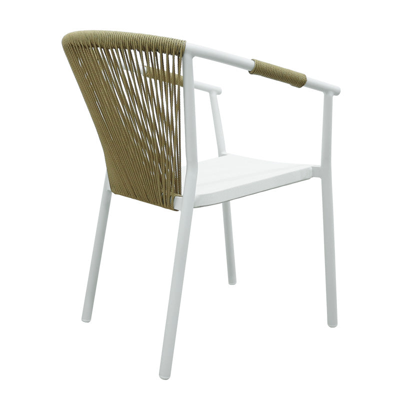 Scaun de aluminiu Convince stivuibil cu cadru alb-textilene-pe rachita Natural, Natural, 56x63x82 cm, imagine suplimentara