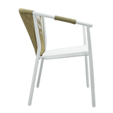 Scaun de aluminiu Convince stivuibil cu cadru alb-textilene-pe rachita Natural, Natural, 56x63x82 cm