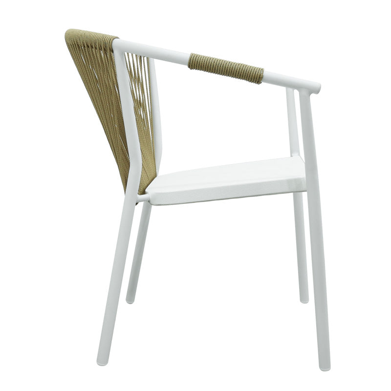 Scaun de aluminiu Convince stivuibil cu cadru alb-textilene-pe rachita Natural, Natural, 56x63x82 cm, detaliu produs