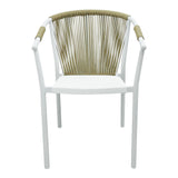 Scaun de aluminiu Convince stivuibil cu cadru alb-textilene-pe rachita Natural, Natural, 56x63x82 cm
