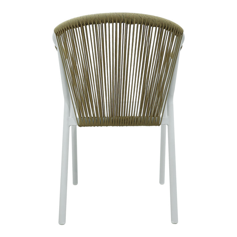 Scaun de aluminiu Convince stivuibil cu cadru alb-textilene-pe rachita Natural, Natural, 56x63x82 cm, foto produs