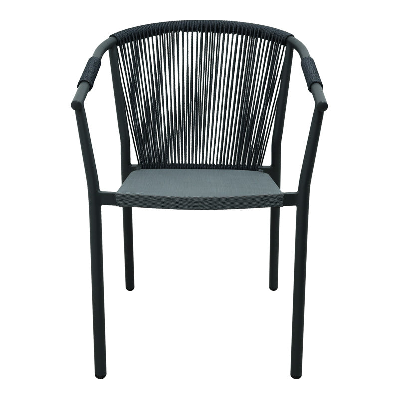Scaun de aluminiu Convince stivuibil cu cadru Gri-textilene-pe ratan, 56x63x82 cm