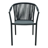 Scaun de aluminiu Convince stivuibil cu cadru Gri-textilene-pe ratan, 56x63x82 cm