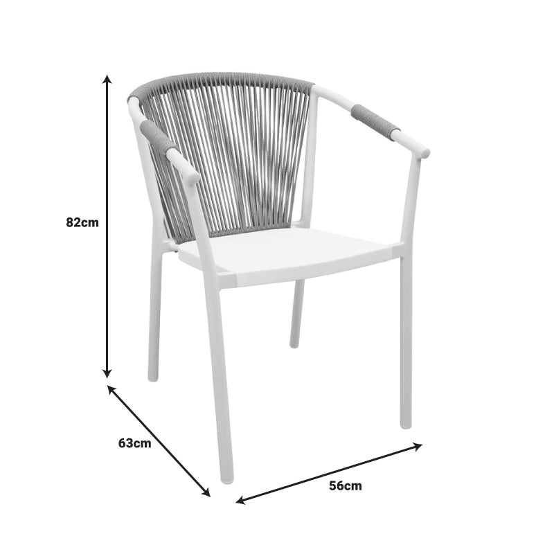 Scaun de aluminiu Convince stivuibil cu cadru Gri-textilene-pe ratan, 56x63x82 cm