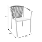 Scaun de aluminiu Convince stivuibil cu cadru Gri-textilene-pe ratan, 56x63x82 cm