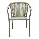 Scaun de aluminiu Convince stivuibil cu cadru maro-textilen-PE din rattan, 56x63x82 cm
