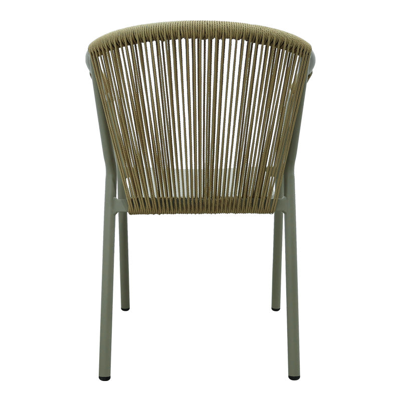Scaun de aluminiu Convince stivuibil cu cadru maro-textilen-PE din rattan, 56x63x82 cm