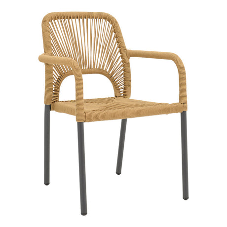 Scaun de aluminiu Norture stivuibil cadru antracit-ratan, Natural, 57x63x82 cm