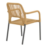 Scaun de aluminiu Norture stivuibil cadru antracit-ratan, Natural, 57x63x82 cm