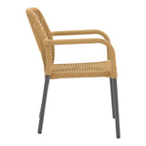 Scaun de aluminiu Norture stivuibil cadru antracit-ratan, Natural, 57x63x82 cm