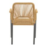 Scaun de aluminiu Norture stivuibil cadru antracit-ratan, Natural, 57x63x82 cm
