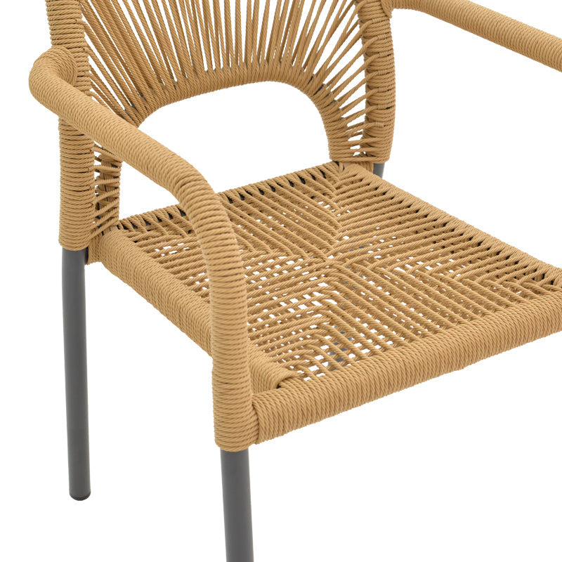Scaun de aluminiu Norture stivuibil cadru antracit-ratan, Natural, 57x63x82 cm