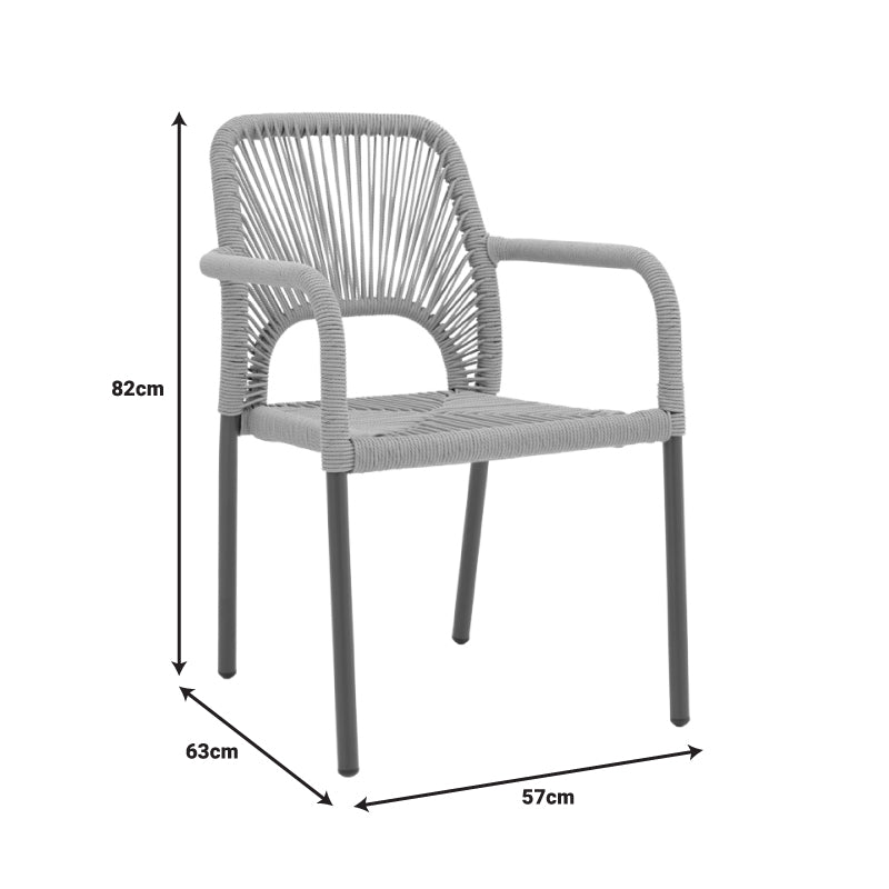 Scaun de aluminiu Norture stivuibil cadru antracit-ratan, Natural, 57x63x82 cm