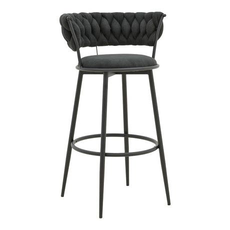 Scaun de Bar Alkia I textil, neagra, 50x56x95 cm