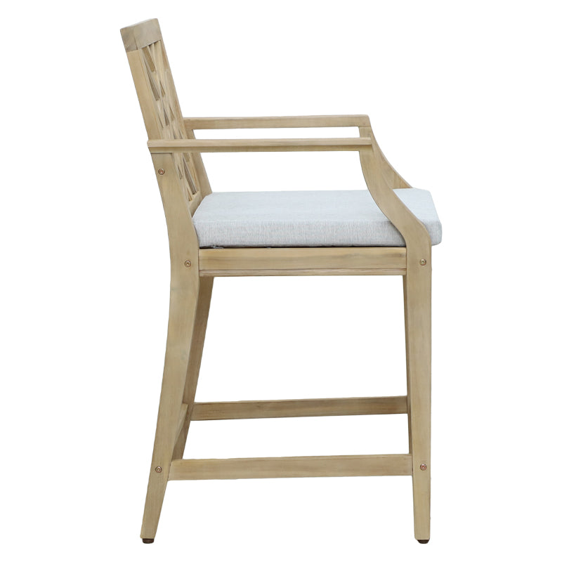 Scaun de bar Amalfi lemn masiv, bej, 59x64x105 cm, detaliu produs