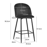 Scaun de bar Barow, Mar putred, Negru, 53x46x96 cm