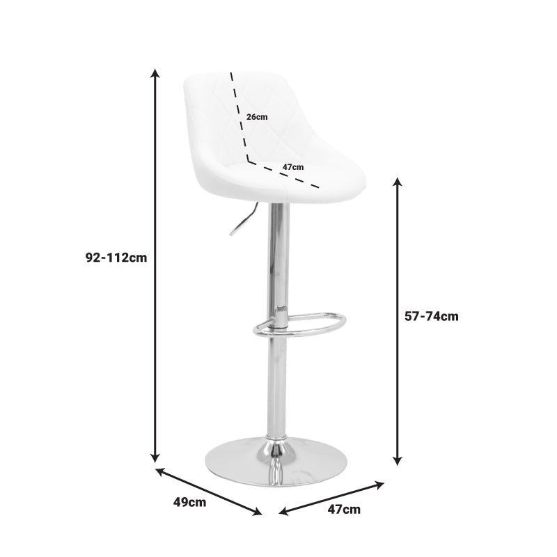 Scaun de bar reglabil pe inaltime Boronez, Diverse culori, 47x49x112 cm - Alb