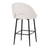 Scaun de bar bouclé alb Masebo, Bouclé, Negre, 48x52x97 cm