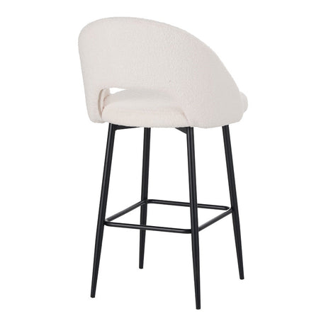 Scaun de bar bouclé alb Masebo, Bouclé, Negre, 48x52x97 cm