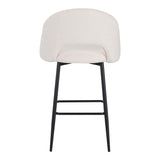 Scaun de bar bouclé alb Masebo, Bouclé, Negre, 48x52x97 cm