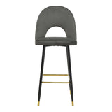 Scaun de bar Casenio bej de catifea-negru-auriu cu baza metalica, 48x50x117 cm - Gri inchis