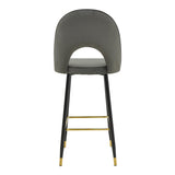 Scaun de bar Casenio bej de catifea-negru-auriu cu baza metalica, 48x50x117 cm - Gri inchis