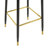 Scaun de bar Casenio bej de catifea-negru-auriu cu baza metalica, 48x50x117 cm - Roz