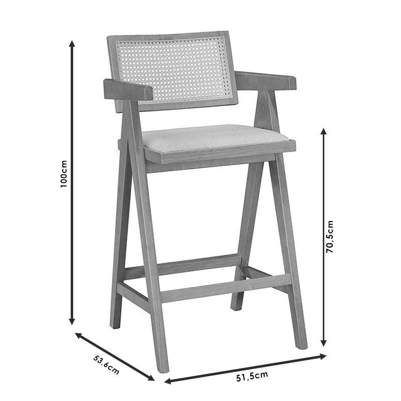 Scaun de bar cu brate Winslow, Negru - Nuc, 54x52x100 cm - Negru