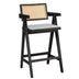 Scaun de bar cu brate Winslow, Negru - Nuc, 54x52x100 cm