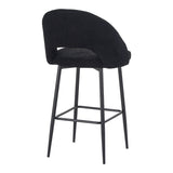 Scaun de bar cu design bouclé, Negru, metalic, 48x52x97 cm